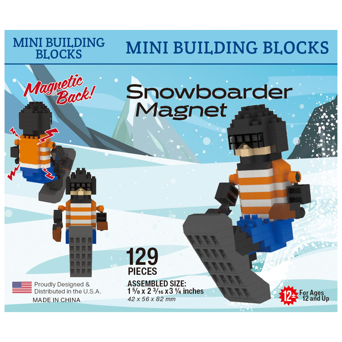 Mini Snow Blocks Snowboarder Magnet Mini Block Set | TheMiniBlock.com