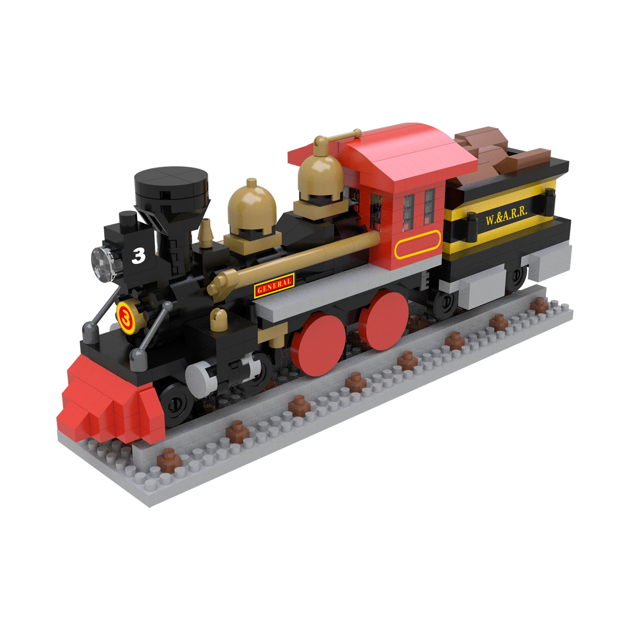 4-4-0 Steam Locomotive Mini Block Set | TheMiniBlock.com