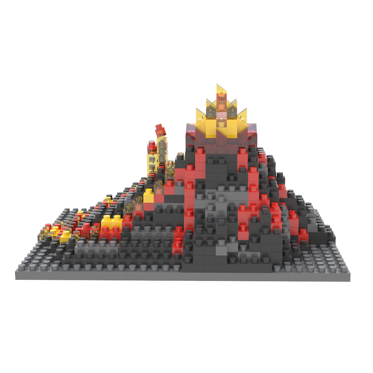 Blocky Volcano Volcanoes Eruption Mini Block Set | TheMiniBlock.com