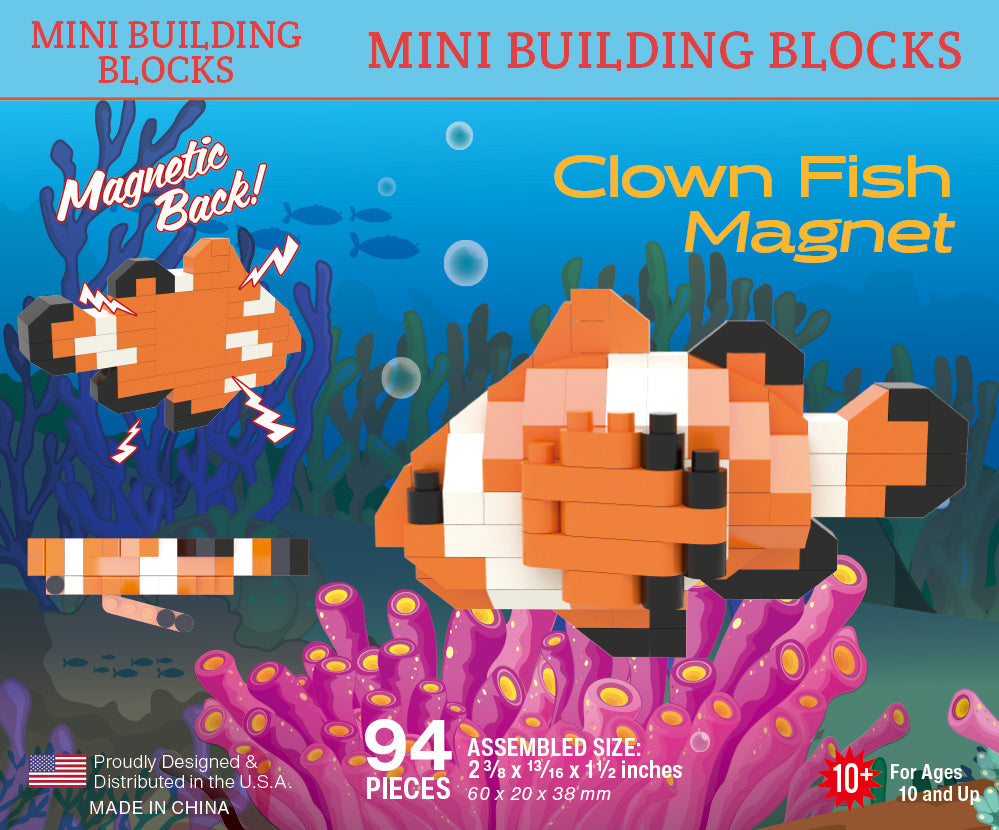 Mini Fish Magnet Clown Fish Magnet Mini Block Set | TheMiniBlock.com