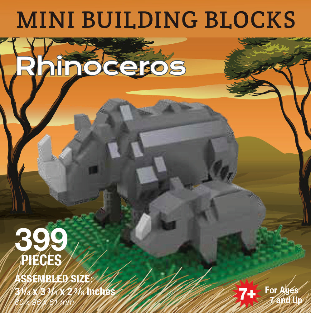 Rhino and Baby Mini Block Set | TheMiniBlock.com